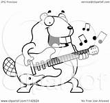 Guitarist Beaver Outlined Thoman sketch template