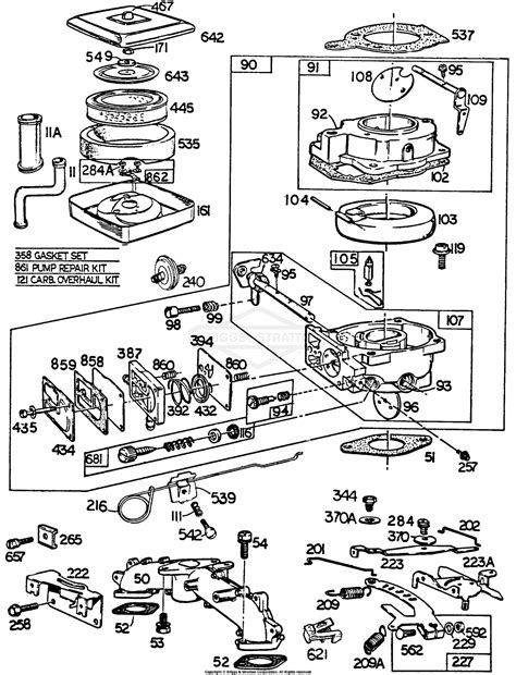 briggs  stratton    parts diagram  carburetor assembly ac