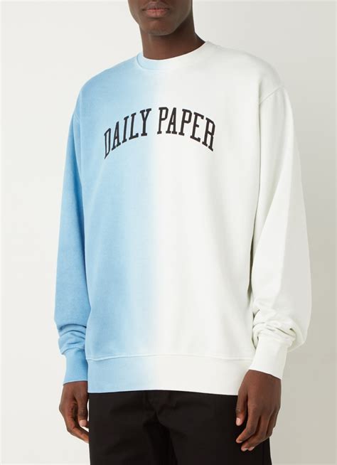 daily paper rebo sweater met logoprint en dip dye dessin lichtblauw de bijenkorf
