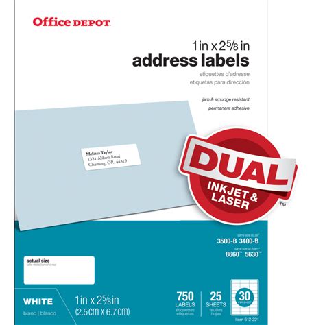 inkjetlaser address labels rectangle     white pack