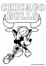 Bulls Chicago Coloring Pages Nba Mickey Mouse Basketball Logo Drawing Print Template sketch template