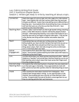lucy calkins writing  grade unit  outlines editable tpt
