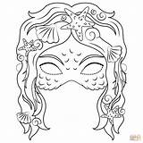 Mermaid Coloring Mask Pages Printable Masks Paper Drawing Puzzle sketch template