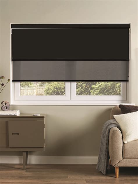 black  black  sunscreen electric double roller blind