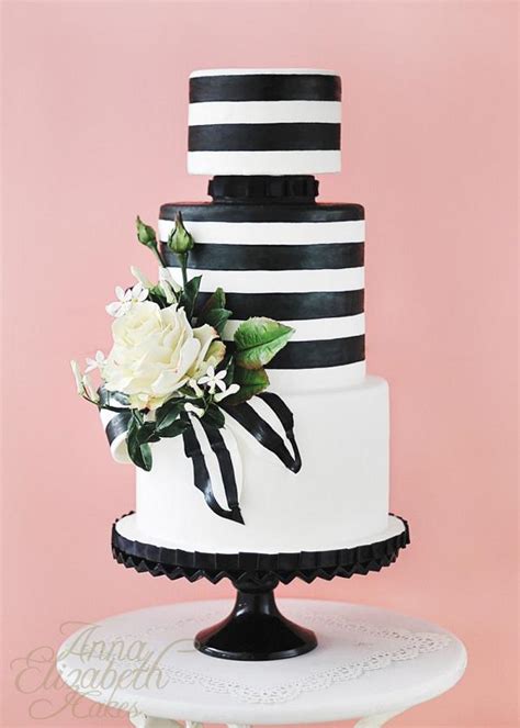 black and white stripe cake by anna elizabeth cakes