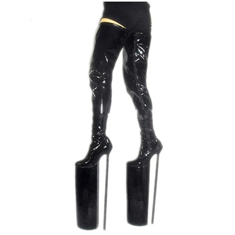 extreme high heel crotch thigh boot metal heels ladies shoes