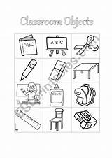 Classroom Coloring Object Worksheet School Worksheets Cut Vocabulary Esl sketch template