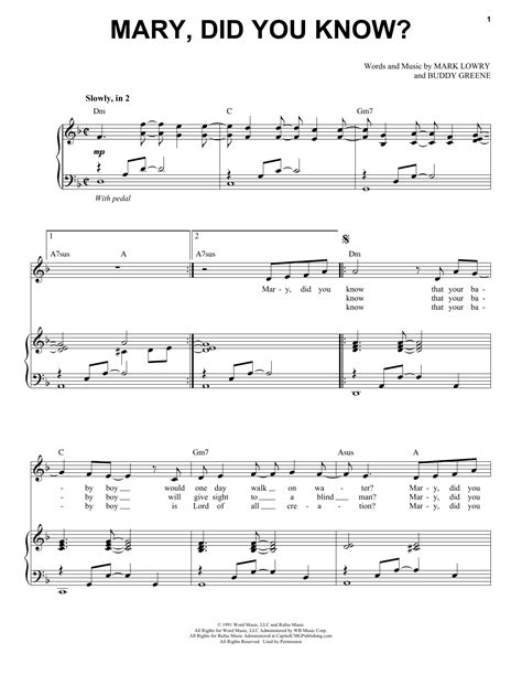 mary    piano vocal print sheet
