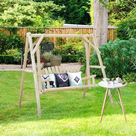 wooden patio swing rustic outdoor furniture durable