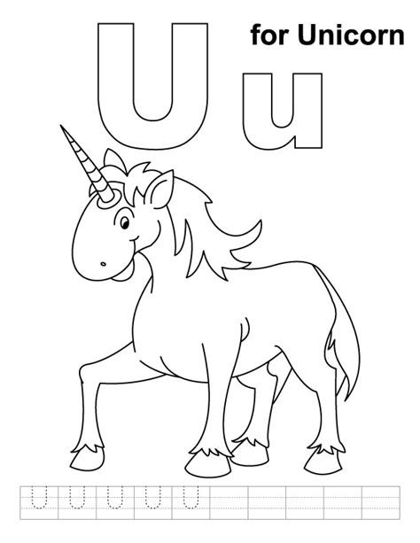 unicorn coloring page  handwriting practice
