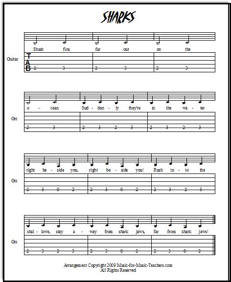 Easy Guitar Tabs For Beginner Guitar Sharks Download