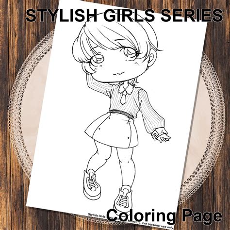 stylish girls series coloring page sporty girl chibicoloringpages
