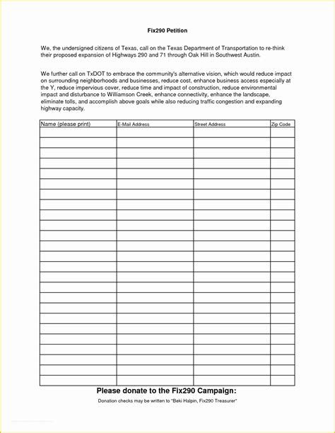 template  petition signatures   petition format
