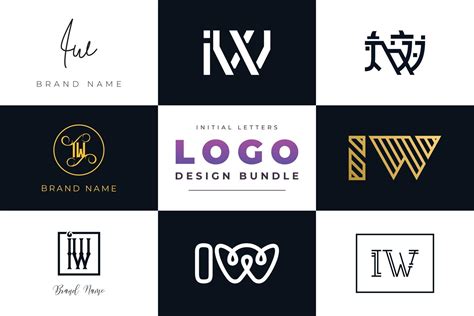 set  collection initial letters iw logo design  vector art