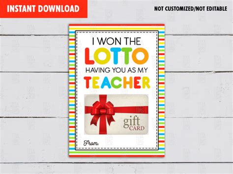 won  lotto     teacher lottery ticket gift card