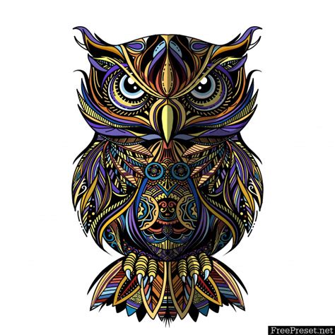 owl drawn  zentangle style