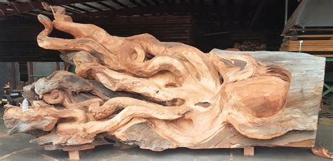 fallen redwood carved into beautiful octopus ybmw