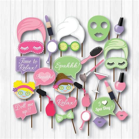 spa day photo booth props spa day photobooth spa day photo etsy