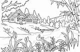 Pemandangan Mewarnai Untuk Diwarnai Belum Desa Terbaru Pantai Colouring Hitam Putih Objek Sekitar Lembaran sketch template