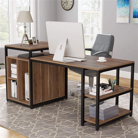 computer desk  storage shelf  home office desk  printer stand walnut ebay