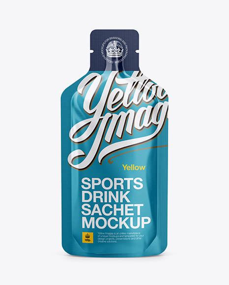 matte sports energy drink sachet mockup front view  sachet mockups  yellow images object