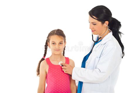Paciente De La Muchacha Del Chequeo De La Mujer Del Doctor Foto De