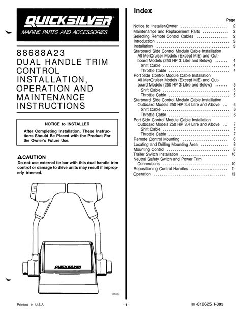 quicksilver  installation operation  maintenance instructions   manualslib
