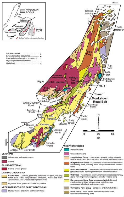 regional geology map   western avalon zone outlining