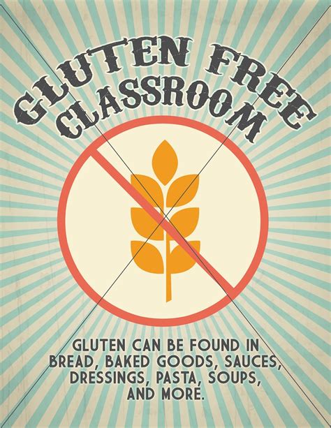 gluten  sign printable instant  classroom etsy australia
