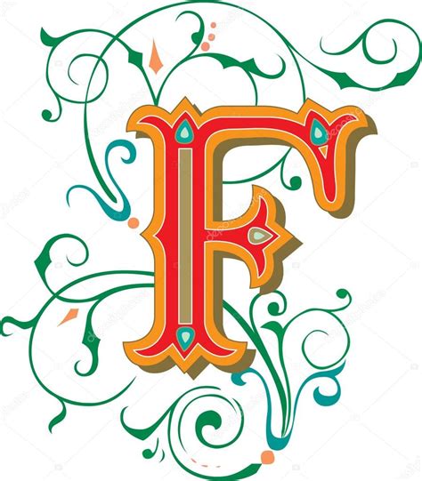 Beautifully Decorated English Alphabets Letter F — Stock Vector