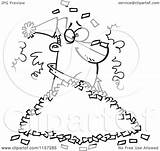Confetti Pile Party Man Clipart Cartoon Toonaday Outlined Coloring Vector Royalty sketch template