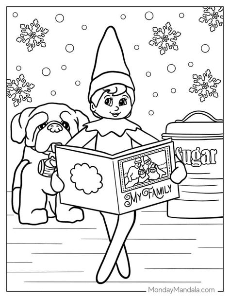 coloring pages  elf   shelf