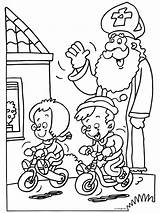 Sinterklaas Kleurplaten Loopfiets Kleurplaat Geeft Nikolaus sketch template