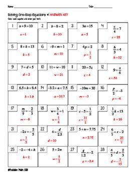 solving  step equations worksheet  pecktabo math tpt