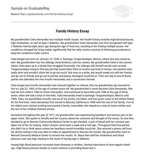 family history essay  words  essay   graduateway