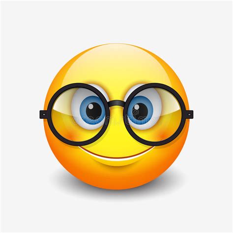 Cute Smiling Emoticon Wearing Eyeglasses Emoji Smiley