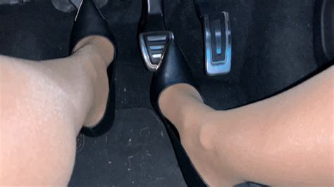 Driving And Pedal Pumping In Versace Designer Leather Stiletto Courts