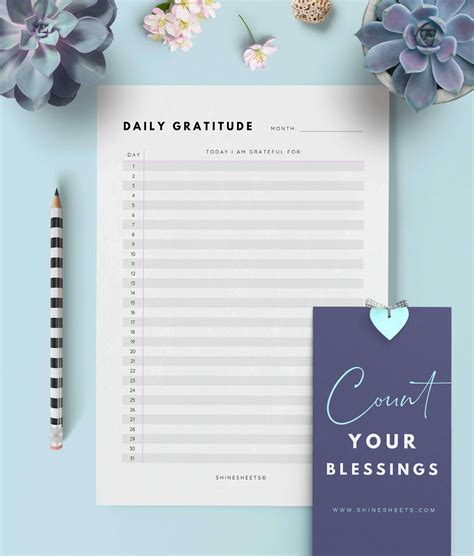 gratitude journal printable  pages shinesheets