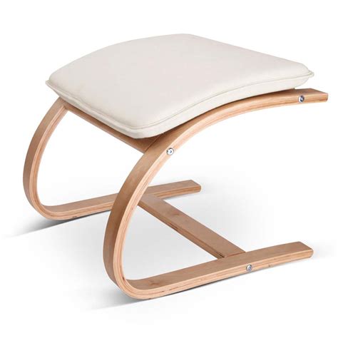 buy artiss wooden armchair  foot stool beige