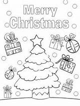 Christmas Coloring Printable Card Cards Merry Print sketch template