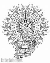 Potter Harry Coloring Book Creatures Magical Pages Hogwarts Hedwig Ew Inside Fans Mandala Castle Look Color Drawing Printable Magic Owl sketch template