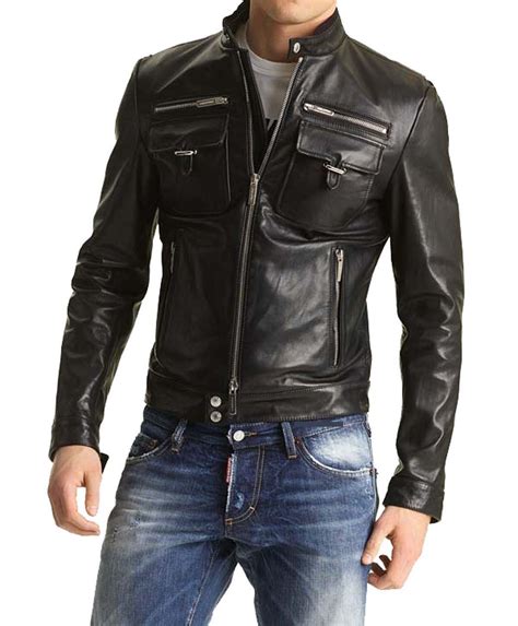 mens biker leather jacket slim fit leather jacket mens  storenvy