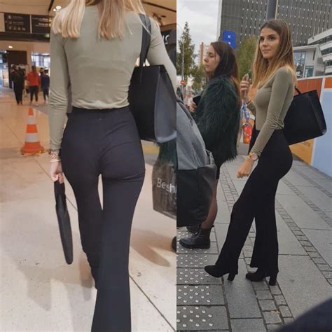 candid ass fit girl in black tight pants sexy candid