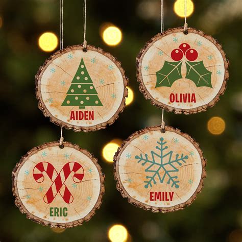 personalized rustic charm wooden christmas ornament