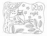 Coloring Night Alphabet Letter Nature Homeschool Animals sketch template