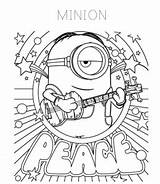 Coloring Minions Minion Pages Stuart Playing Music Despicable Date Playinglearning sketch template