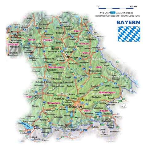 karte von bayern bundesland provinz  deutschland welt atlasde
