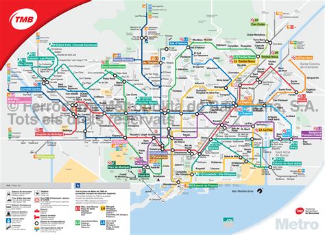mapa  metro  de barcelona estacoes  linhas