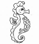 Seahorse Coloring Pages Horse Cute Cartoon Seahorses Printable Drawing Kids Sea Print Line Sheet Sheets Getdrawings Color Animal Draw Baby sketch template