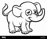Outline Cartoon Elephant Coloring Character Alamy Illustration sketch template